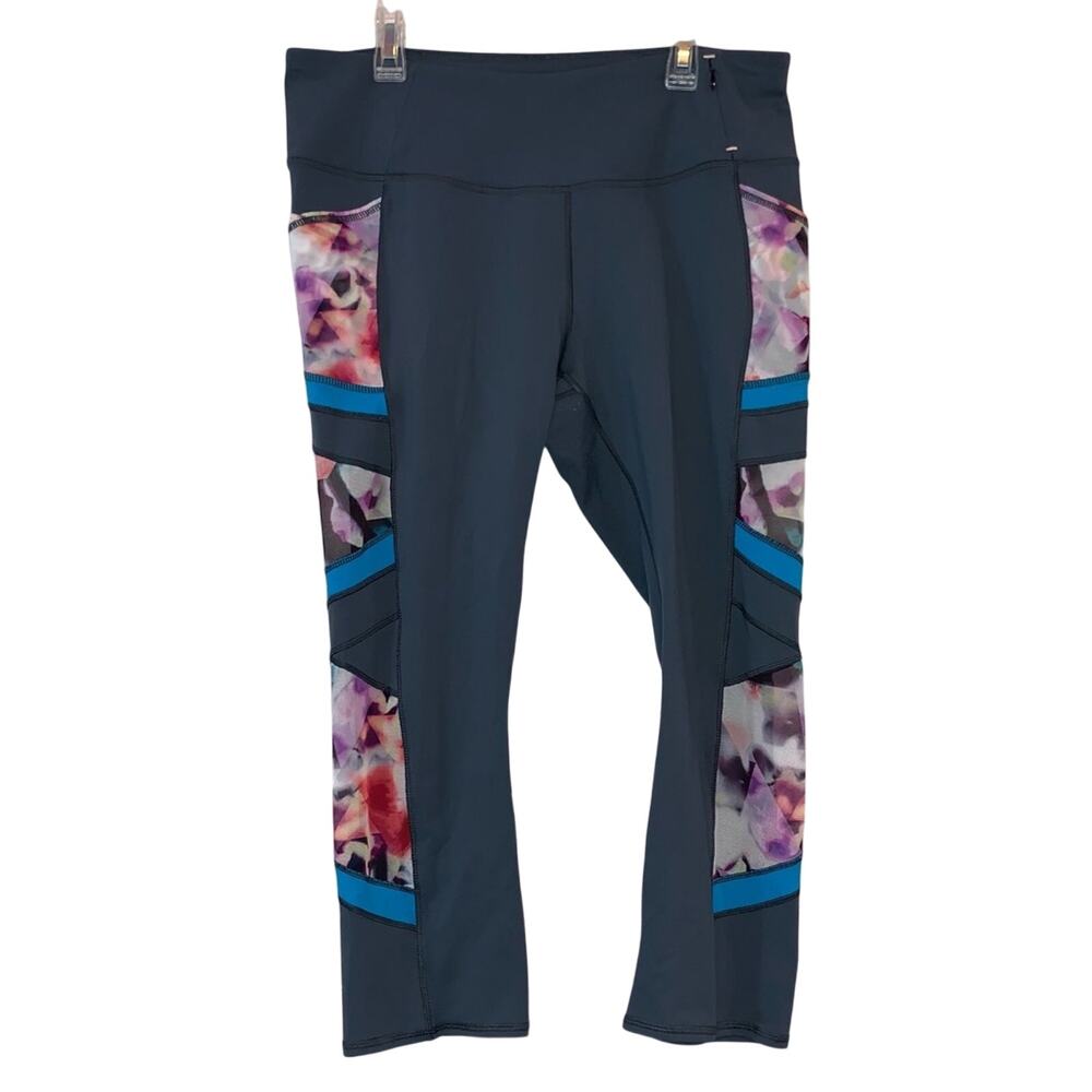 Calia Grayish Blue & Floral Capri Leggings